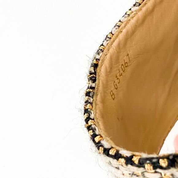 Chanel CC Logo Espadrille Slides Tweed Mules Flat Sandals EU 38 - Picture 8 of 11